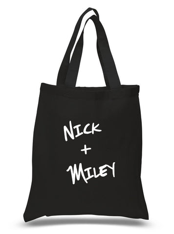 Nick Jonas / Miley Cyrus "Nick + Miley" Tote Bag