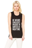 Ed Sheeran "New Man - He wears sunglasses indoors in winter at nighttime" Muscle Tee