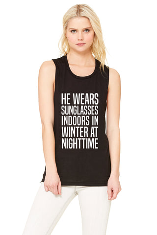 Ed Sheeran "New Man - He wears sunglasses indoors in winter at nighttime" Muscle Tee