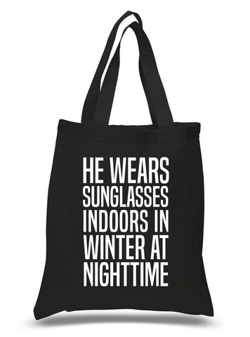 Ed Sheeran "New Man - He wears sunglasses indoors in winter at nighttime" 100% Cotton Tote Bag