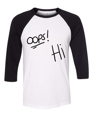 One Direction / Harry Styles / Louis Tomlinson Tattoos "Oops Hi" Baseball Tee