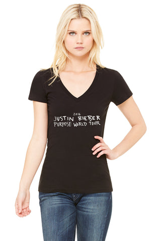 Justin Bieber "2016 Purpose World Tour" V-Neck T-Shirt