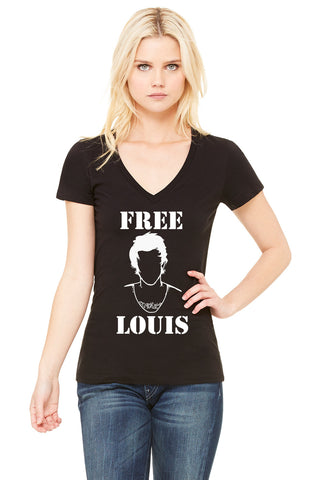 Louis Tomlinson "Free Louis Stencil" V-Neck T-Shirt