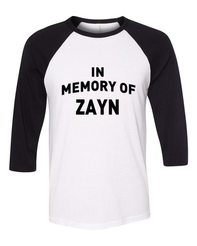 One Direction "In Memory of Zayn" Baseball Tee